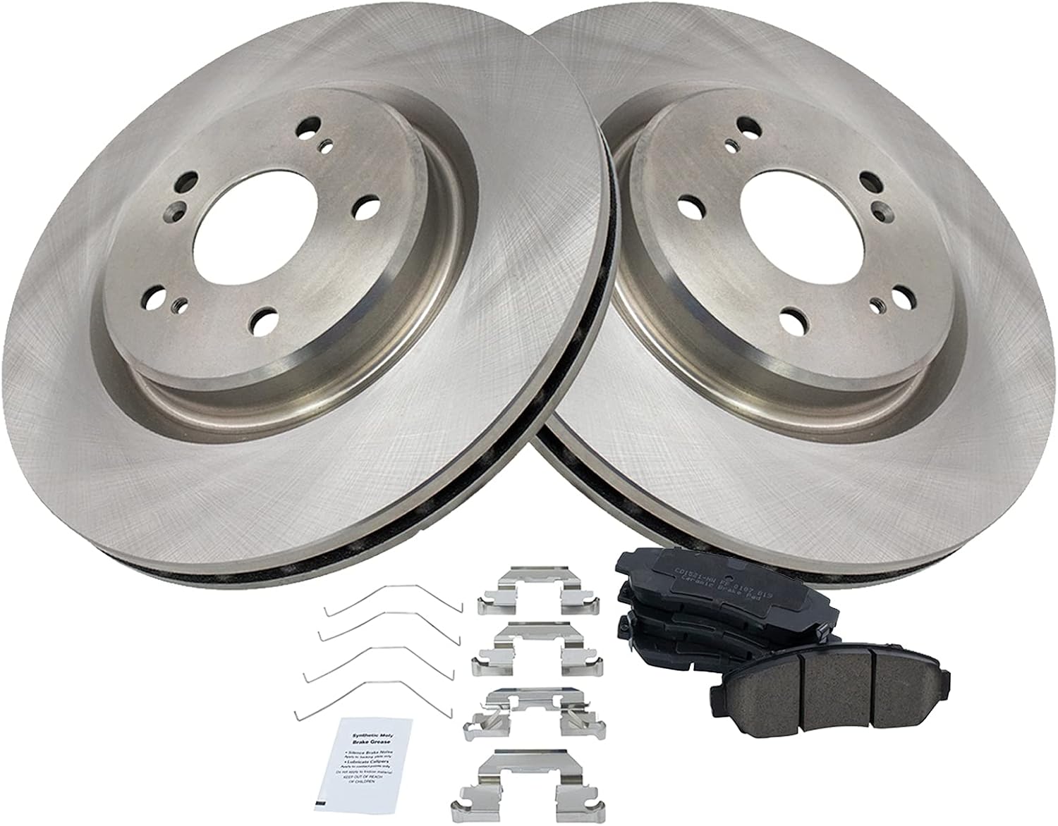 TRQ Front Brake Pad and Rotor Set Ceramic Vented Rotors Compatible with 2019 Acura RDX