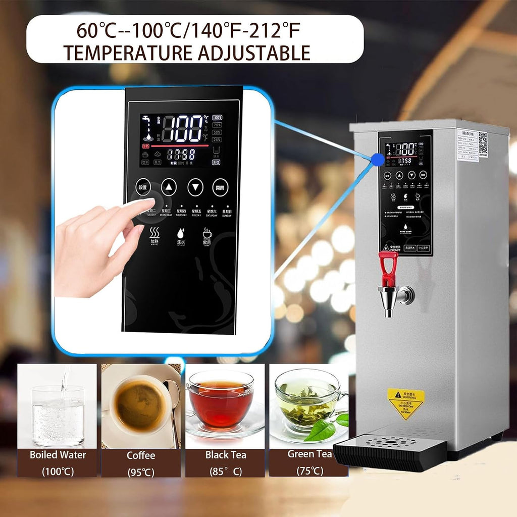 Step-Heating Commercial Hot Water Dispenser, 25L Countertop Hot Water Dispenser Electric Commercial Boiling Water Machine for Tea Coffee Shop Dessert Shop Hotel,Black