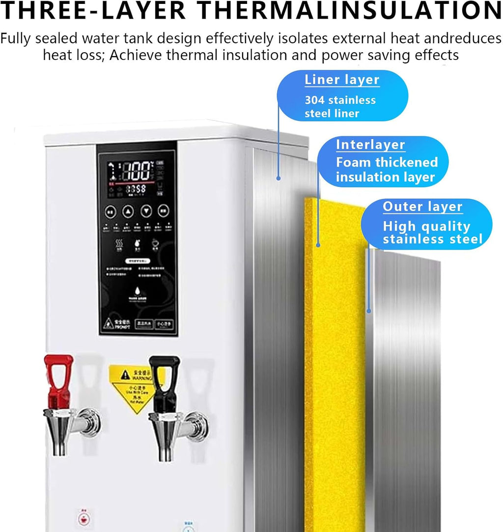 Commercial Hot Water Dispense Boiler, 45L/H,Electric Countertop Heating Boiler,Adjustable Temperature 40-100°C,for Tea,Dessert Shop,Hotel (White) B