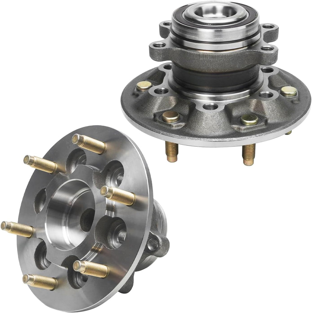 Detroit Axle - RWD Front Brake Kit for 09-12 Chevrolet Colorado GMC Canyon, Drilled & Slotted Brake Rotors Ceramic Brake Pads Wheel Bearing and Hubs 2009 2010 2011 2012 Replacement