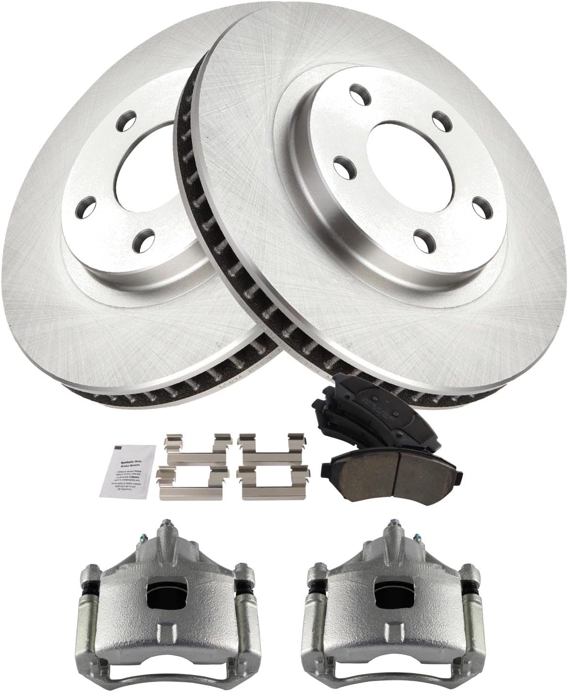 TRQ Front Brake Pad & Rotor Set Ceramic Calipers Compatible with 1997-2005 Buick LeSabre Cadillac DeVille Chevy Impala Monte Carlo 1997-2003 Oldsmobile Aurora Intrigue 2000-2003 Pontiac Bonneville