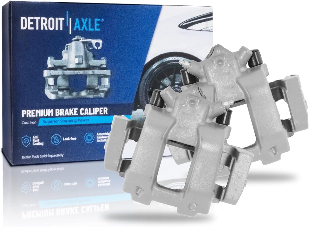 Detroit Axle - Front Drilled Brake Rotors Calipers w/Bracket + Brake Pads Kit Replacement for BMW 328i 330i GT xDrive 428i - 8pc Set