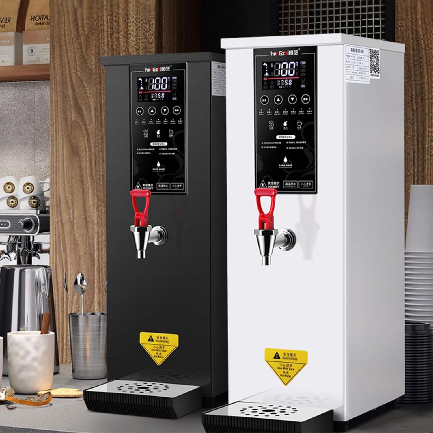 Commercial Water Boiler Dispenser, Hot Water Dispenser Countertop 3000W, with Drip Tray, LCD Touch Screen, for Tea Coffee Shop Dessert Shop Hotel,Silver