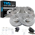 TRQ Front and Rear Brake Pad and Rotor Set Ceramic Vented Rotors 280mm Front Diameter Compatible with 1994-1997 Volvo 850 1998-2004 C70 1998-2000 S70 V70
