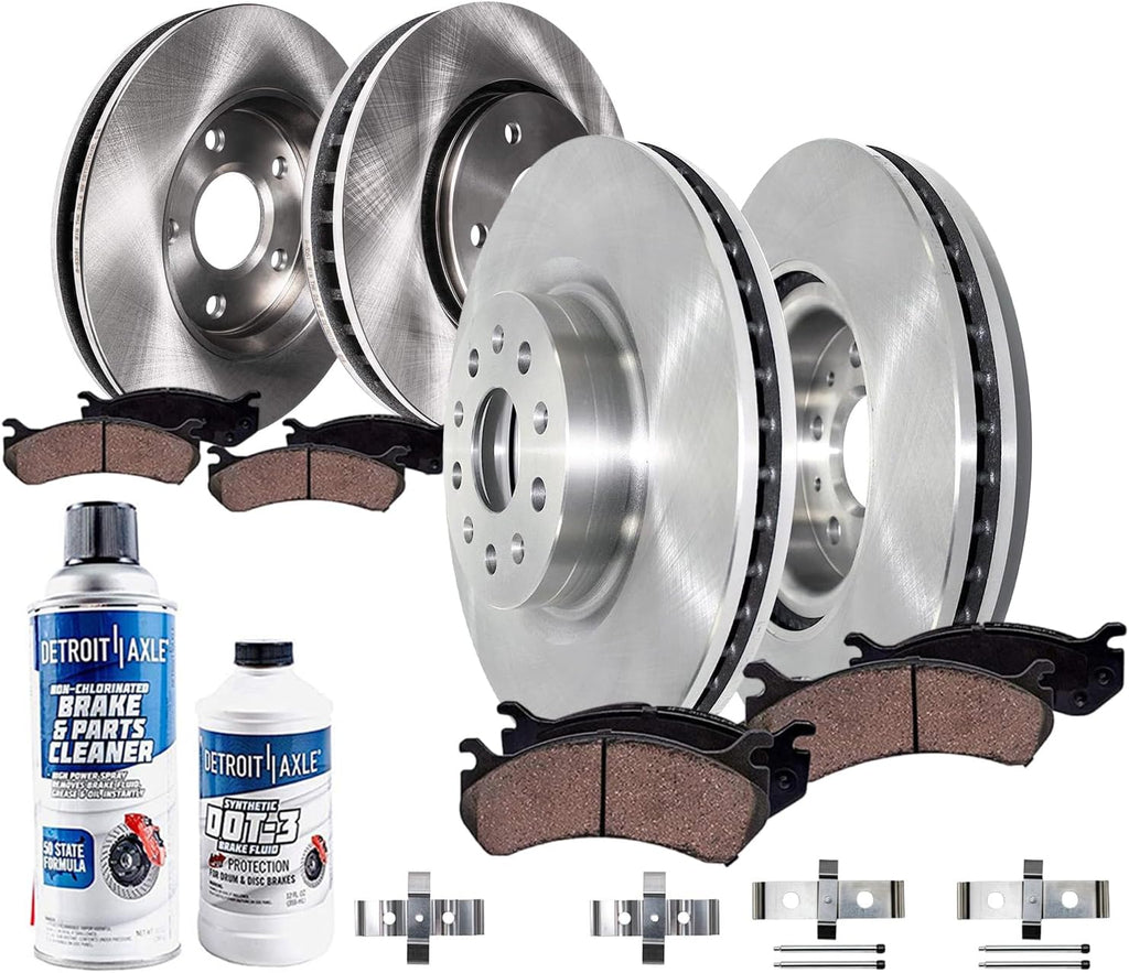 Detroit Axle - Brake Kit for 2014 Cadillac CTS [V; Sedan] Disc Brakes Rotors Ceramic Brake Pads Replacement : 13.58' inch Front and 14.37' inch Rear Rotor