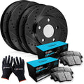 R1 Concepts Front and Rear Brake Kit Fits 2011-2014 Lexus CT200h; 2010-2015 Toyota Prius| Ceramic Brake Pads and Drilled Slotted Brake Rotors| 10.0' Front & 10.2' Rear
