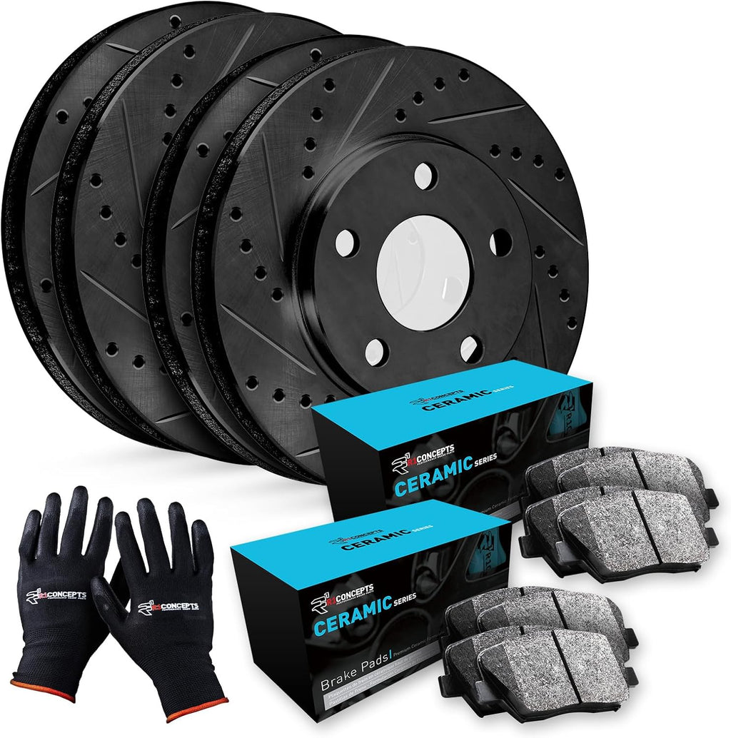 R1 Concepts Front and Rear Brakes and Rotors| Front and Rear Ceramic Brake Pads and Rotors Kit| Fits 1998-2005 Lexus GS300; 1998-2000 Lexus GS400; 2001-2005 Lexus GS430, IS300; 2002-2010 Lexus SC430