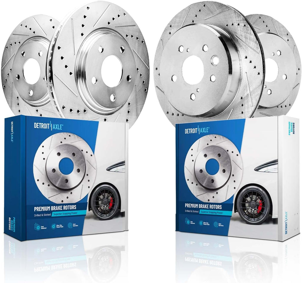 Detroit Axle - Disc Brake Rotors for Lexus GS350 GS450h IS300 IS350 IS200t GS200t RC200t RC300 RC350, 13.15' inch Front and 12.20' inch Rear Drilled and Slotted Replacement