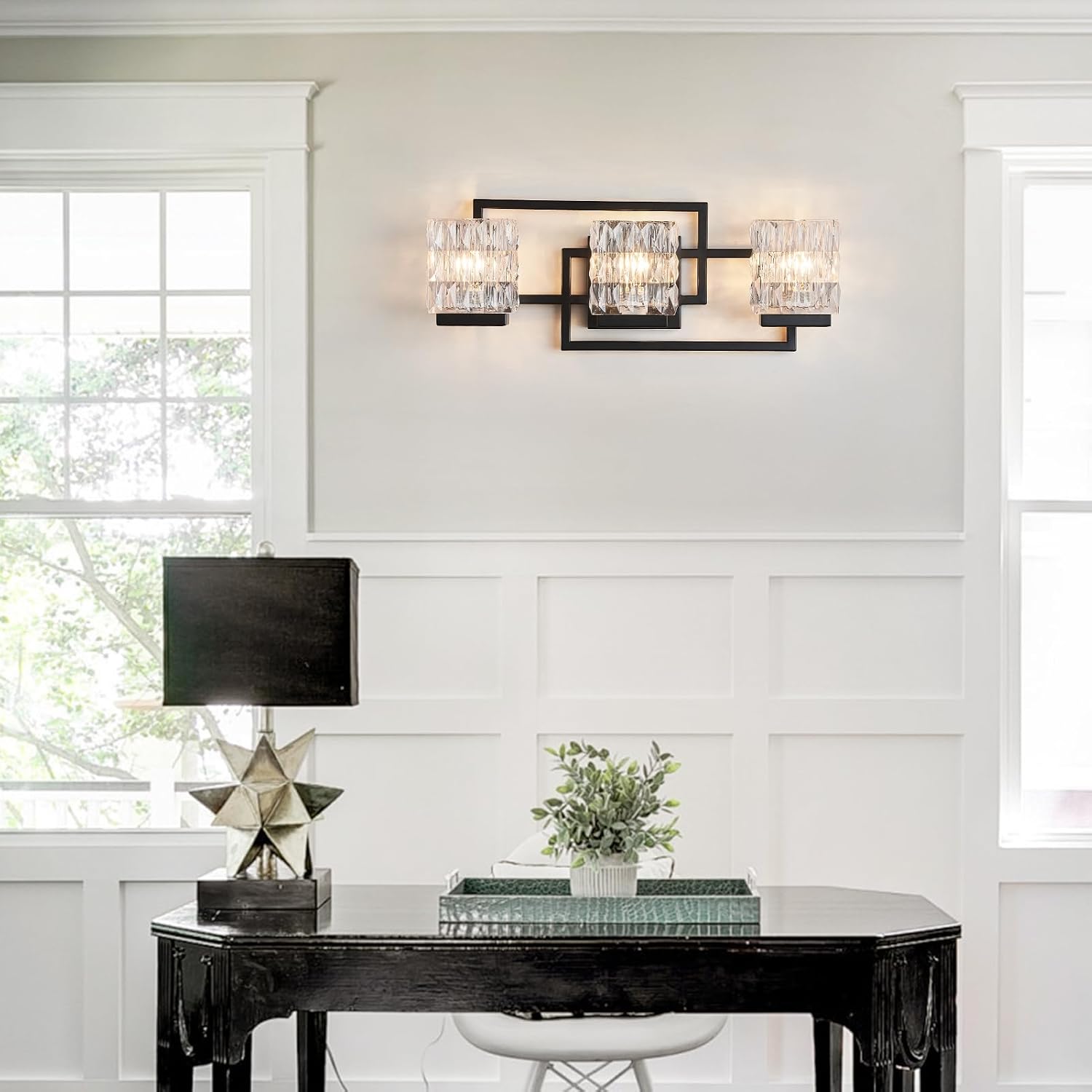 Bathroom Light Fixture Vanity Lighting Fixtures Over Mirror 3 Lights Matte Black Wall Mount Metal Hardwired Bedroom Wall Scone