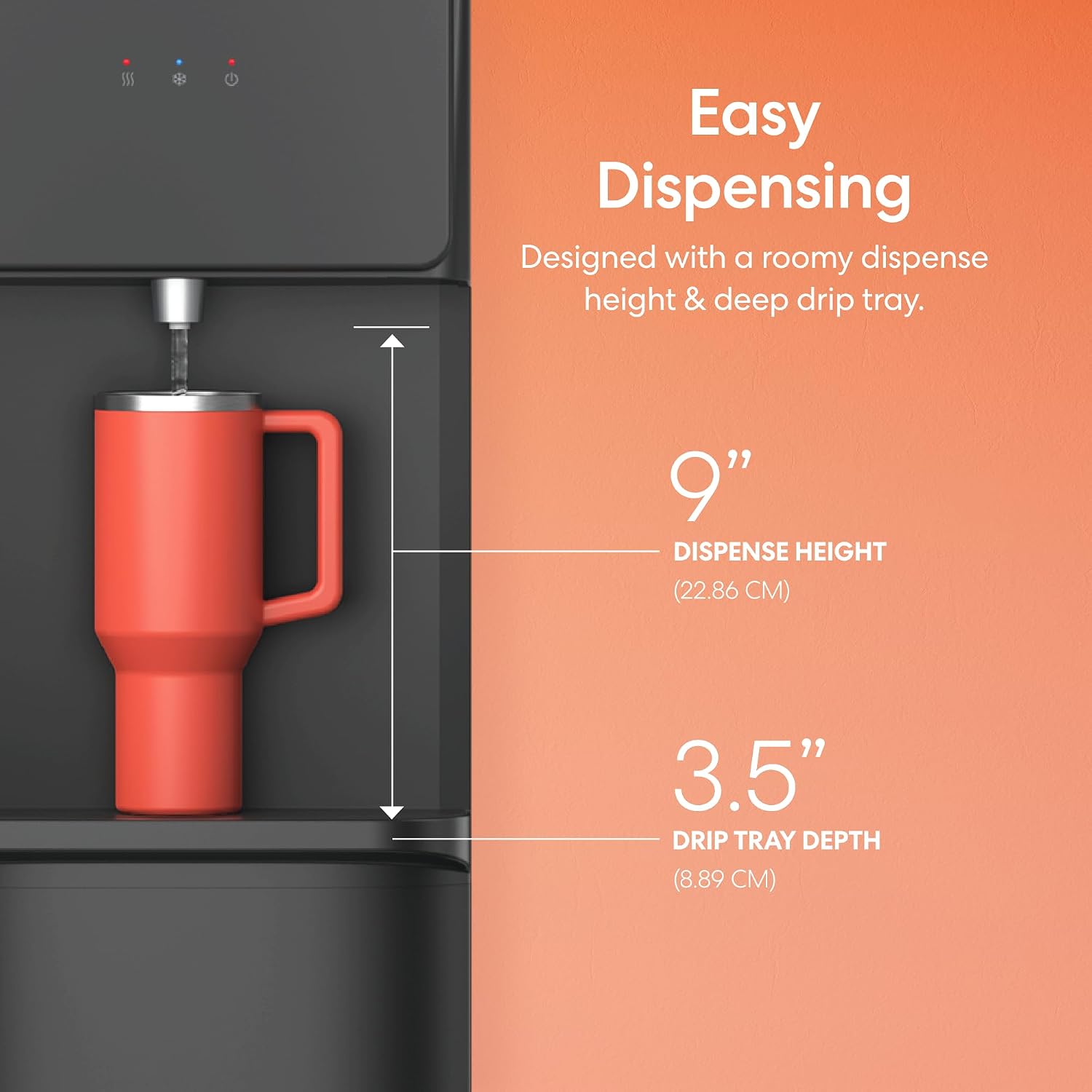 Brio 130 Series Top-Load Water Cooler Dispenser for 3- and 5-Gallon Bottles, Hot & Cold, Spill-Free Loading, Child Safety Lock, Energy Star 3.0, Black