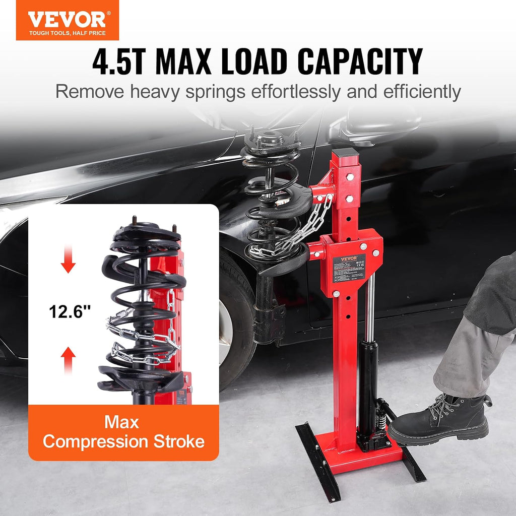 VEVOR Hydraulic Strut Spring Compressor - 4.5 Ton/9920 LBS Jack Capacity, 1 Ton Rated Compression Force, Auto Coil Tool for Removing