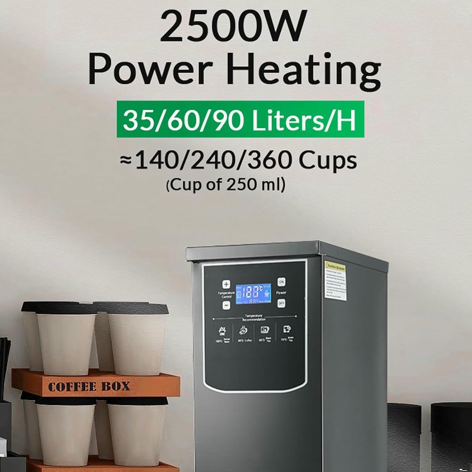 Commercial Hot Water Boiler,Non Drip Tap,2.5kW Drinking Hot Water Boiler,Coffee Making Water Heater,Autofill Stainless Steel Tea,Fast Boiling Water(10L)