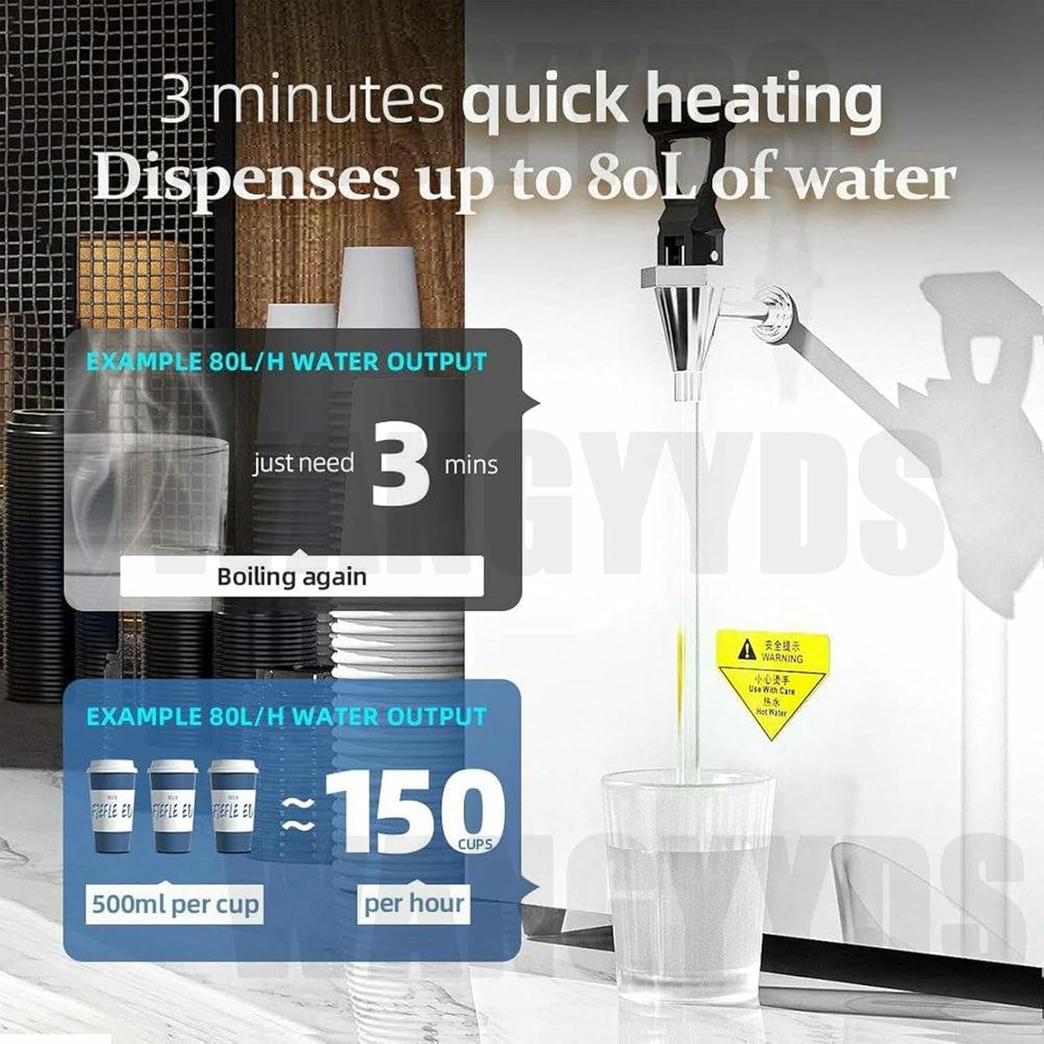 Instant Hot Water Dispenser,50L/60L/ 80L ot Water Dispenser Automatic Commercial Hot Water Pot,Wall-Mounted Boiler(50L)