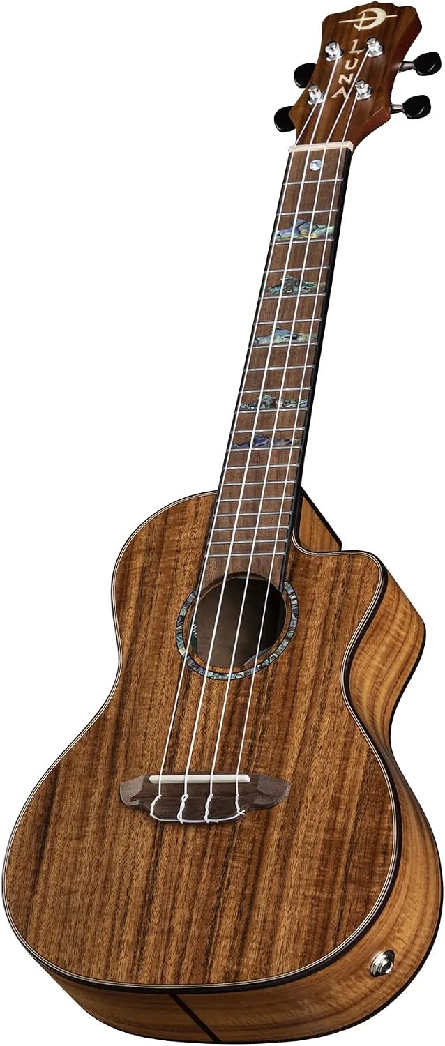 Luna High Tide Koa Concert Acoustic/Electric Ukulele with Preamp, Satin Natural