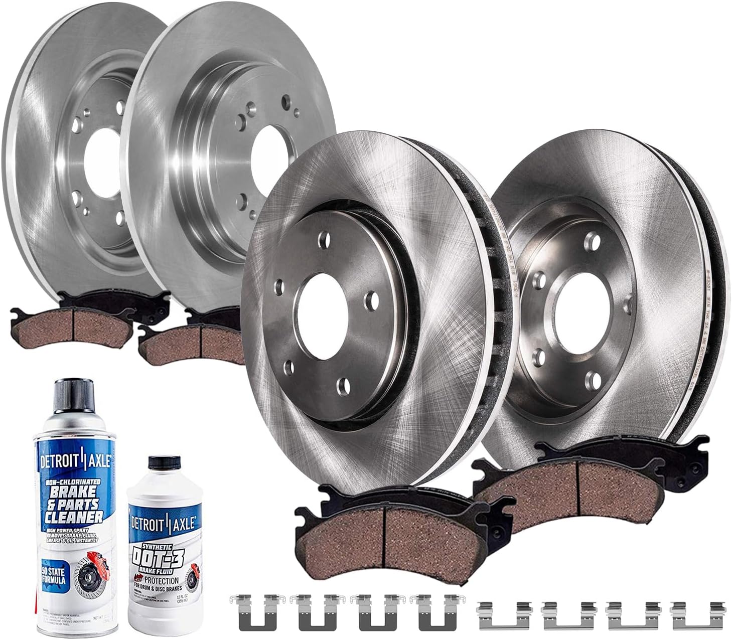 Detroit Axle - Brake Kit for Acura 2014 2015 2017 2018 RLX [Sport Hybrid SH-AWD], Disc Brakes Rotors Ceramic Brake Pads Replacement: 12.99' inch Front and 12.20' inch Rear Rotors