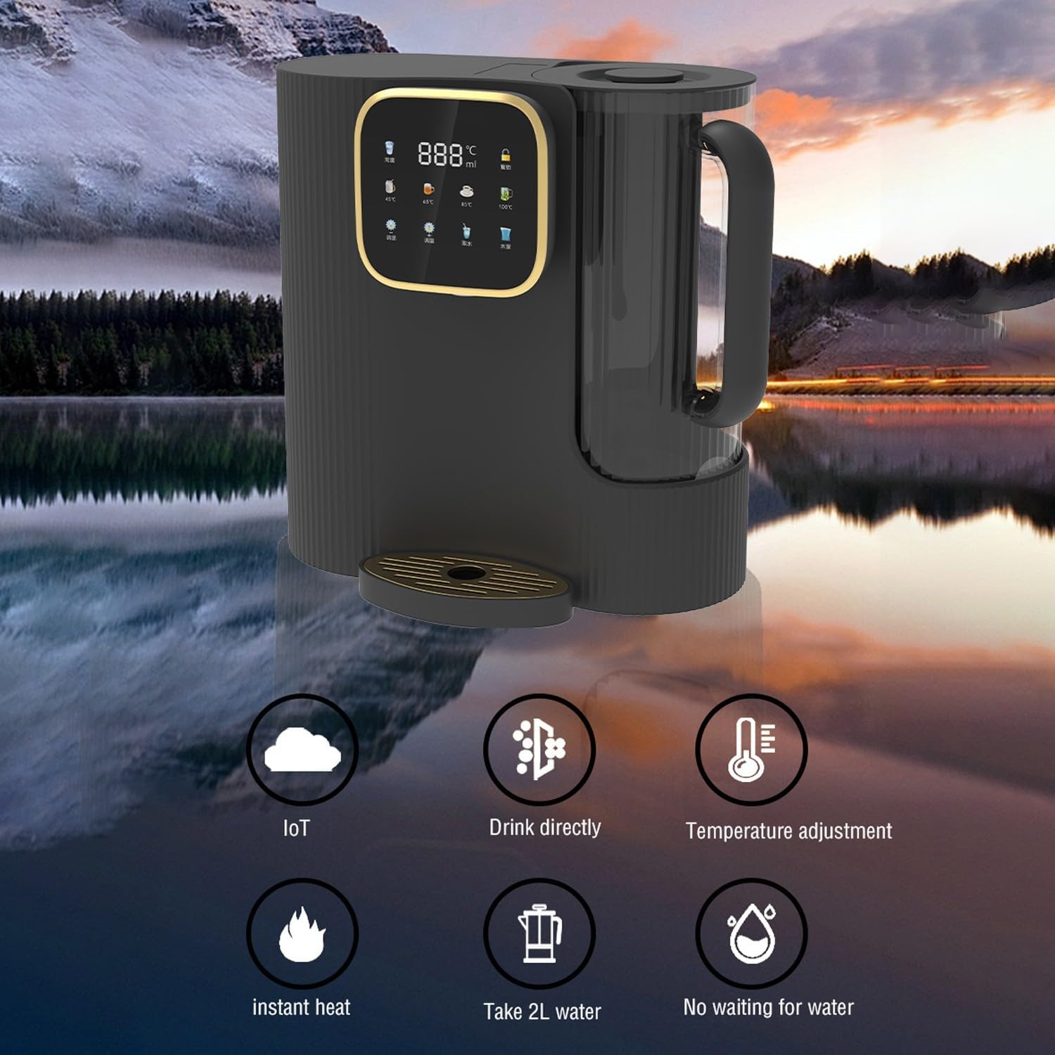 SinSed electric hot water dispenser water warmer Desktop installation-free instant hot water dispenser 2L capacity kettle thick film heating