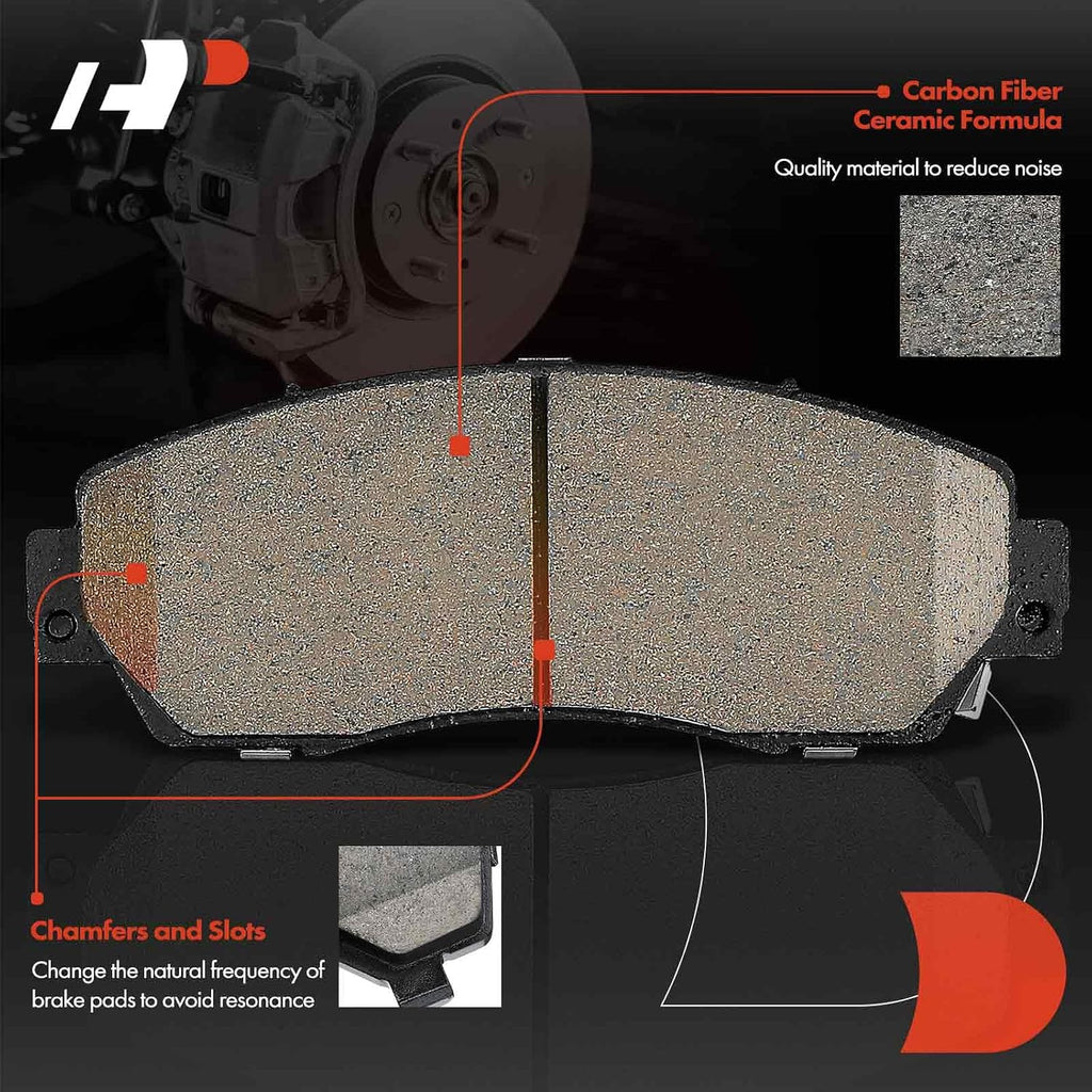 A-Premium 12.60 inch (320 mm) Front Vented Disc Brake Rotors + Ceramic Pads Kit Compatible with Select Honda Models - Odyssey 2015-2017, Passport 2019-2021, 6-PC Set