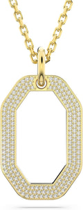 SWAROVSKI Dextera Pendant Necklace, Octagon Shape with Black Crystal Pavé on Ruthenium Finished Chain, Part of the Swarovski Dextera Collection