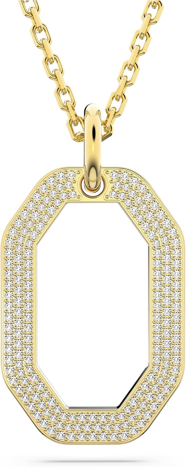 SWAROVSKI Dextera Pendant Necklace, Octagon Shape with Black Crystal Pavé on Ruthenium Finished Chain, Part of the Swarovski Dextera Collection