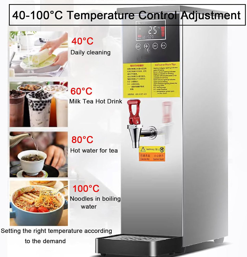 Water Boiler, Stepping Type Boiling Water Machine, Hot Water Dispensers, with Digital Temperature Display and Timer, for Coffee, Tea (Silver 25l)