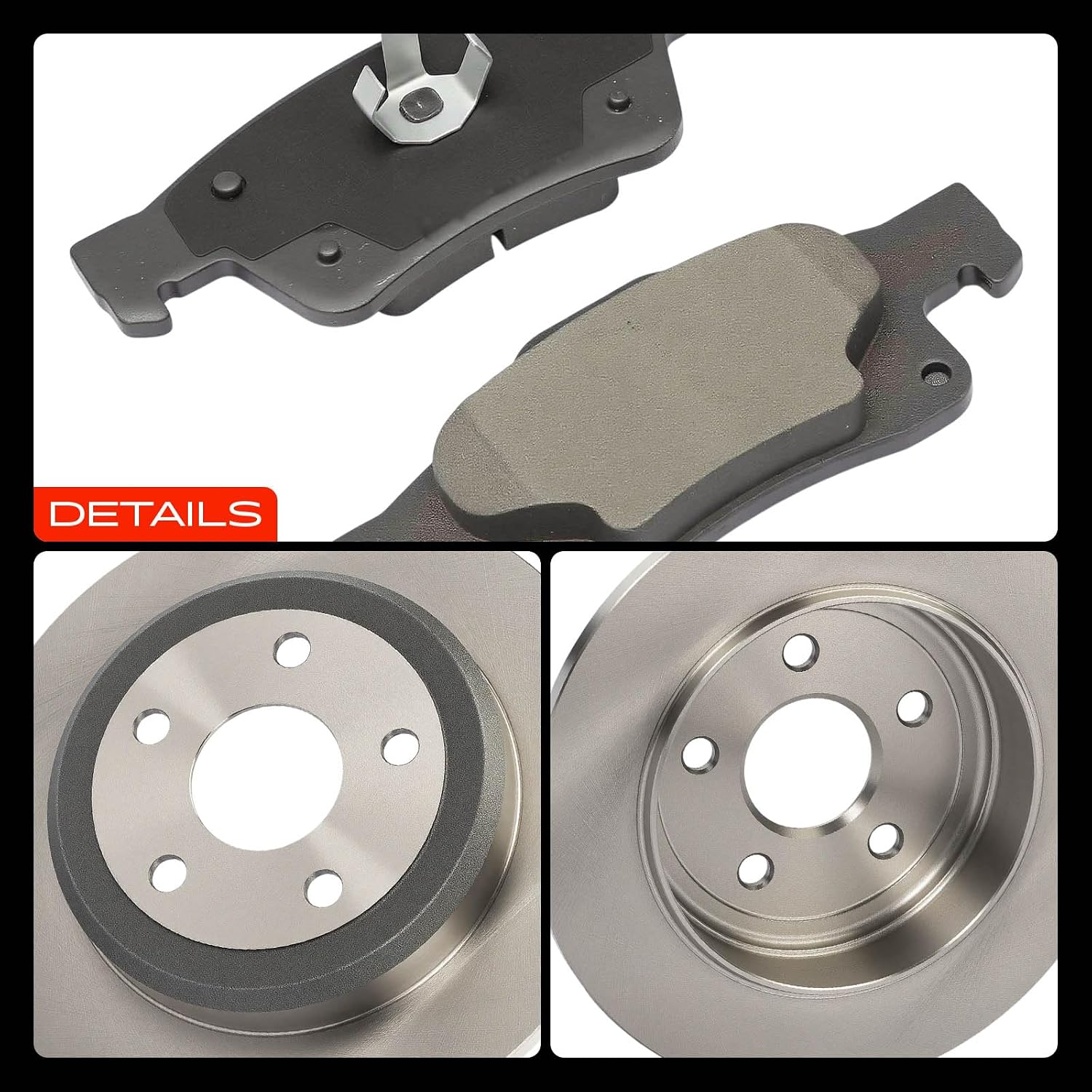 A-Premium 12.99 inch (330mm) Rear Solid Disc Brake Rotors + Ceramic Pads Kit Compatible with Select Dodge and Jeep Models - Durango/Grand Cherokee 2011-2020, 6-PC Set