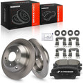 A-Premium 11.89 inch (302mm) Rear Solid Brake Rotors + Ceramic Pads Kit Compatible with Select Hyundai and Kia Models - Santa Fe 2010-2016, Sorento 2011-2014, 6-PC Set