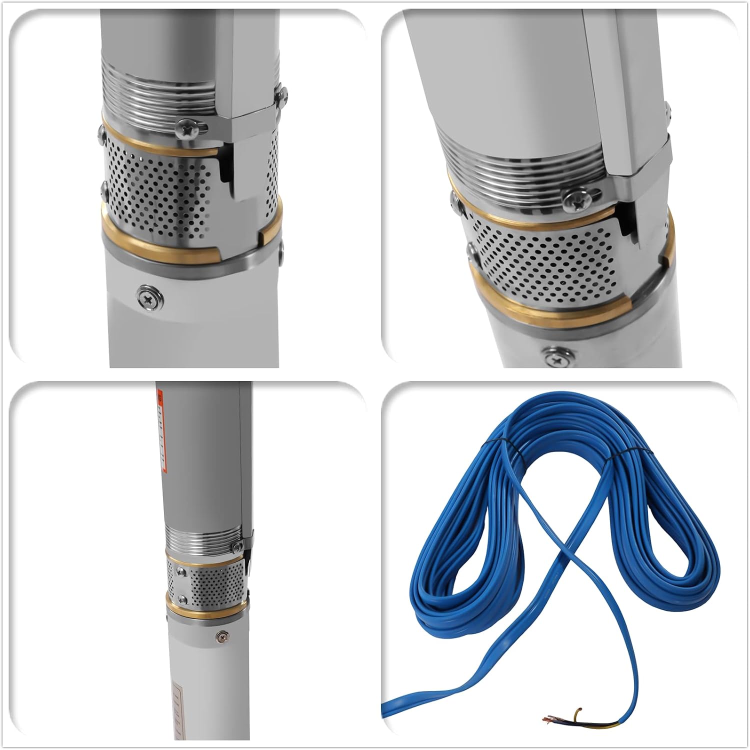 Deep Well Submersible Pump 110V 370W Electric Solar Powered Water Pump | 16 GPM Flow, 216ft Lift, Farm Ranch Irrigation, Bore Hole, 3420 RPM