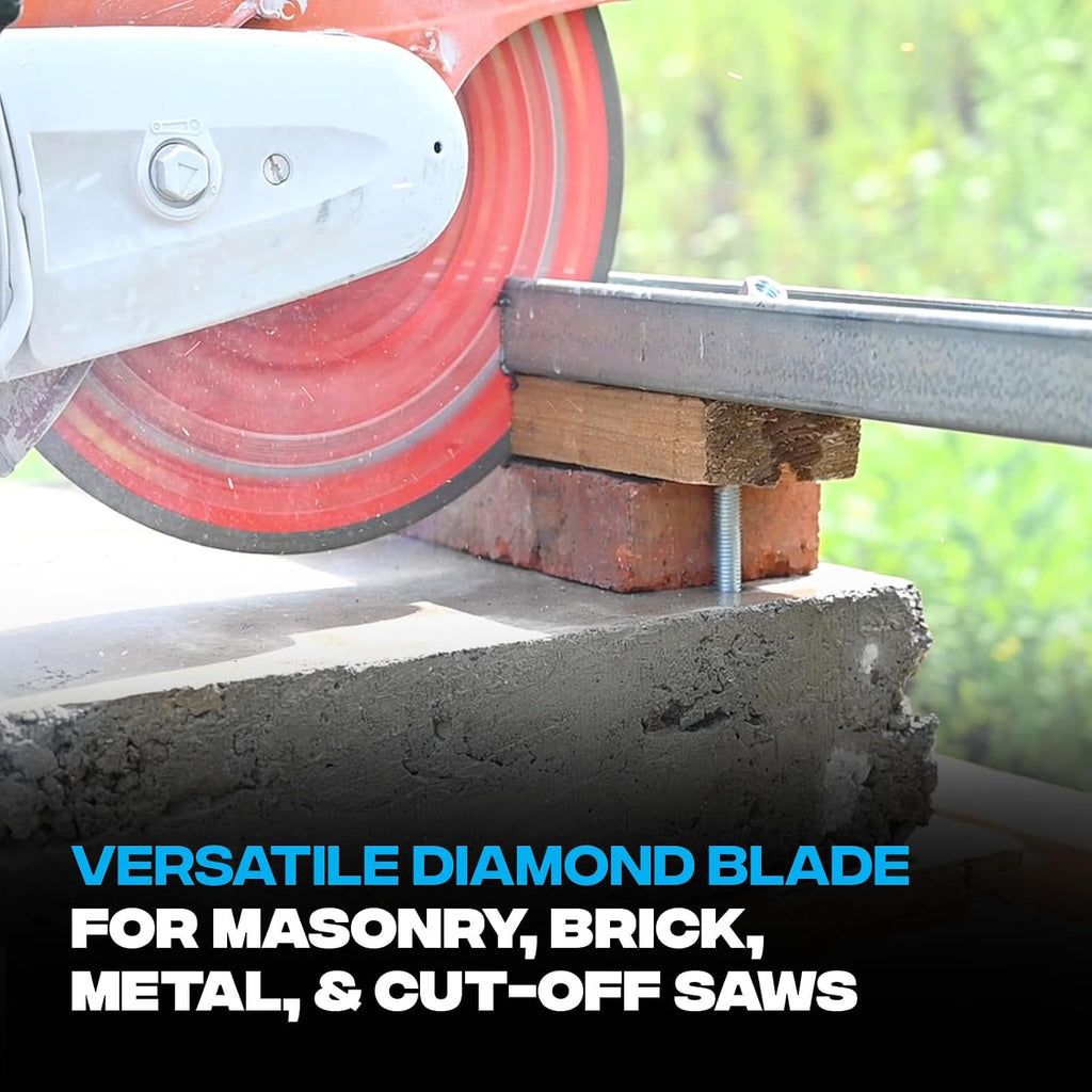 OX Tools Pro 14' Universal Dry/Wet Cutting Diamond Blade for Concrete Saw Cuts Granite, Metal, Natural Stone and Tiles - 20mm - 1 inch Bore, Continuous Turbo Segments, OX-PU10-14