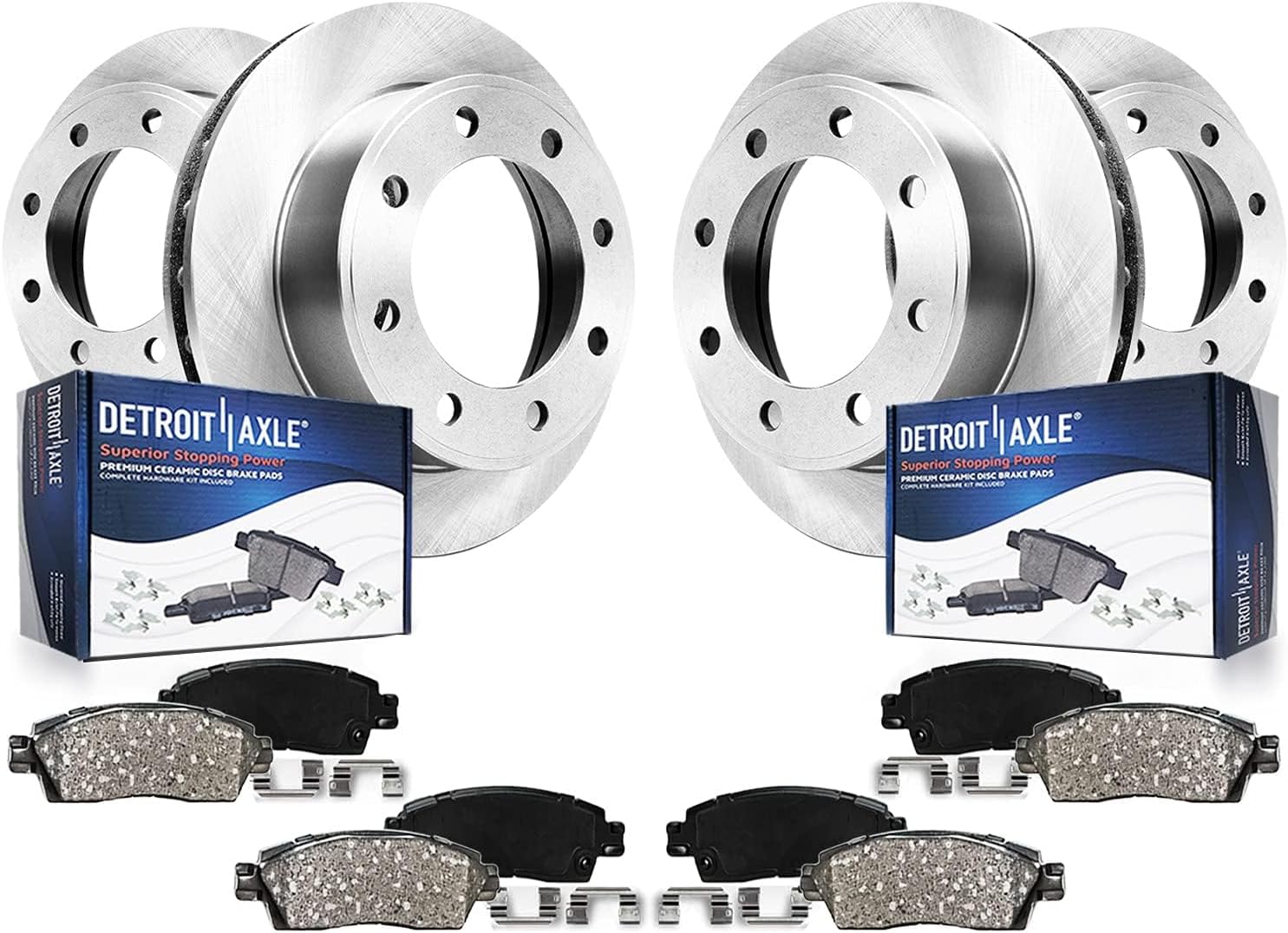 Detroit Axle - SRW Brake Kit for Chevrolet GMC Express Savana 2500 3500, Disc Brake Rotors Ceramic Brake Pads Replacement: 12.79' inch Front & 12.99' inch Rear Rotor