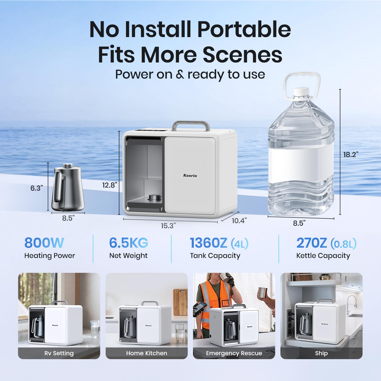 Reverse Osmosis Countertop Water Filter,Portable RO System Water Filtration, 9 Temp Options Instant Hot Water Purifier for Family Camping,RV,Babycare&Apartment,Installation-Free