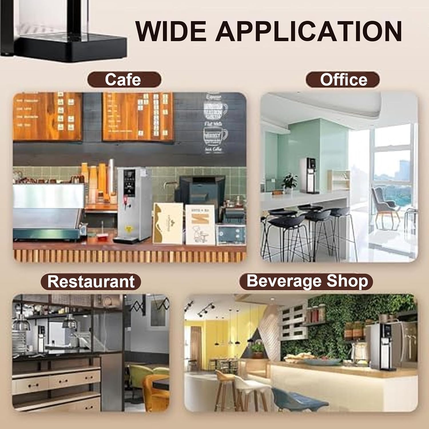 Water Boiler Eletric Commercial Hot Water Dispenser Countertop with Filter, Commercial Hot Water Dispenser Countertop, for Restaurant, Home, Office Blackb