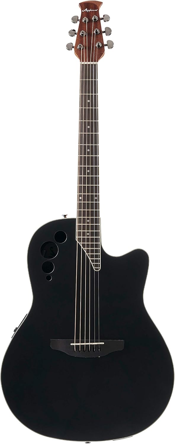 Geartree Ovation Applause Elite Mid Depth Acoustic-Electric Guitar,Black Satin