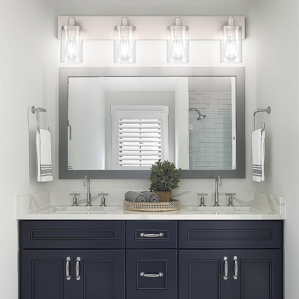 Aipsun Brushed Nickel Bathroom Light Fixtures 4 Lights Vanity Light for Bathroom Lighting Fixtures Over Mirror(Exclude Bulb)