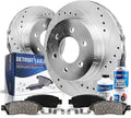 Detroit Axle - Front Brake Kit for 2010 2011 2012 2013 2014 2015 2016 2017 2018 2019 2020 Ford F-150 Expedition Lincoln Navigator Drilled Slotted Brake Rotors Ceramic Brakes Pads Replacement