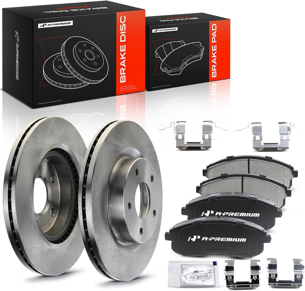 A-Premium 11.65 inch (296mm) Front Vented Disc Brake Rotors + Ceramic Pads Kit Compatible with Select Nissan Models - Altima 2007-2012, Altima 2013 Coupe Only, 6-PC Set