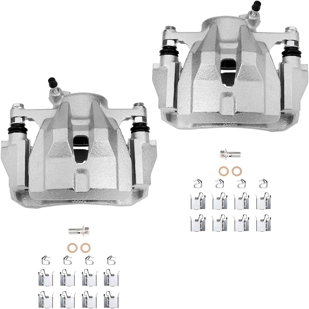 Detroit Axle - Front Brake Kit for 2009-2013 Toyota Corolla Matrix, Steering Knuckles & Wheel Bearing Hubs Drilled and Slotted Brake Rotors Ceramic Brake Pads Disc Brake Calipers Replacement