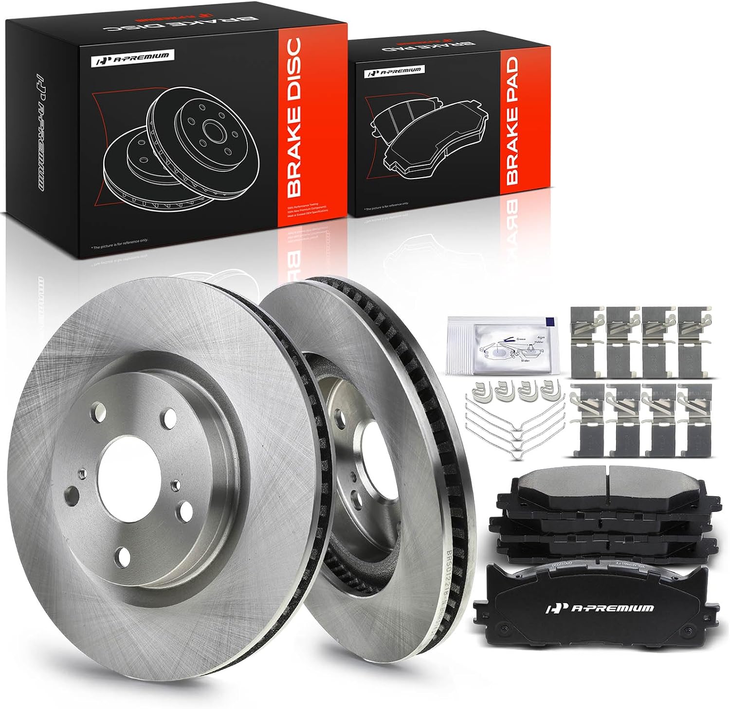 A-Premium 11.65 in (296 mm) Front Vented Disc Brake Rotors + Ceramic Pads Kit Compatible with Select Lexus & Toyota Models - Camry 2007-2017, Avalon 2008-2018, ES350 2007-2018, ES300h 2013-2018, 6 Pcs