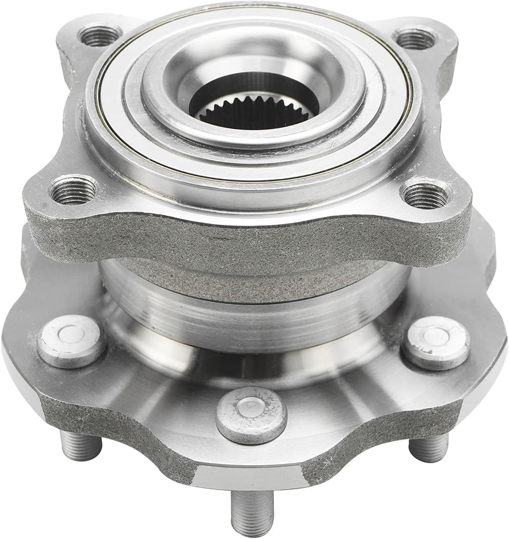 Detroit Axle - Rear Brake Kit for 05-12 Nissan Pathfinder, Drilled Slotted Brake Rotors Ceramic Brake Pads Wheel Bearing Hubs 2005 2006 2007 2008 2009 2010 2011 2012 Replacement