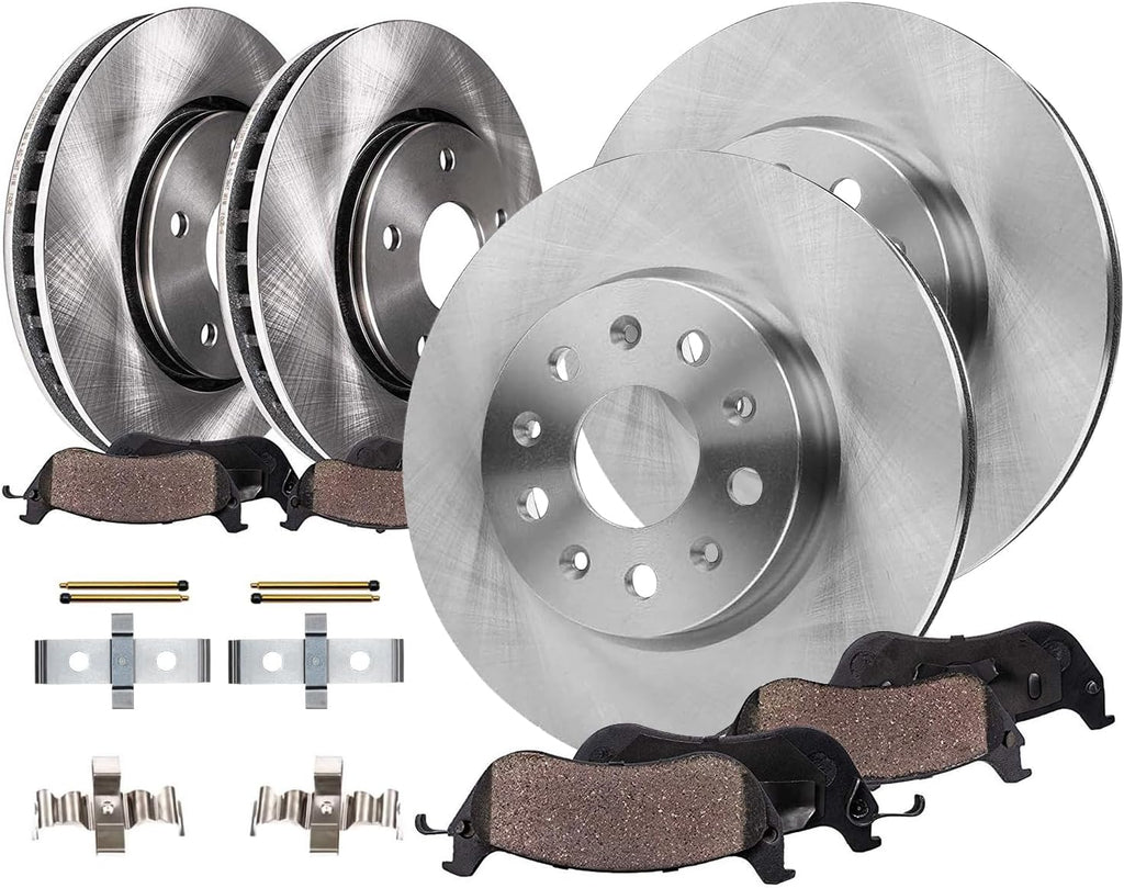 Detroit Axle - 8pc Brake Kit for 2016-2019 Cadillac ATS, Disc Brakes Rotors Ceramic Brake Pads with Hardware Replacement : 12.64' inch Front and 13.35' inch Rear Rotors