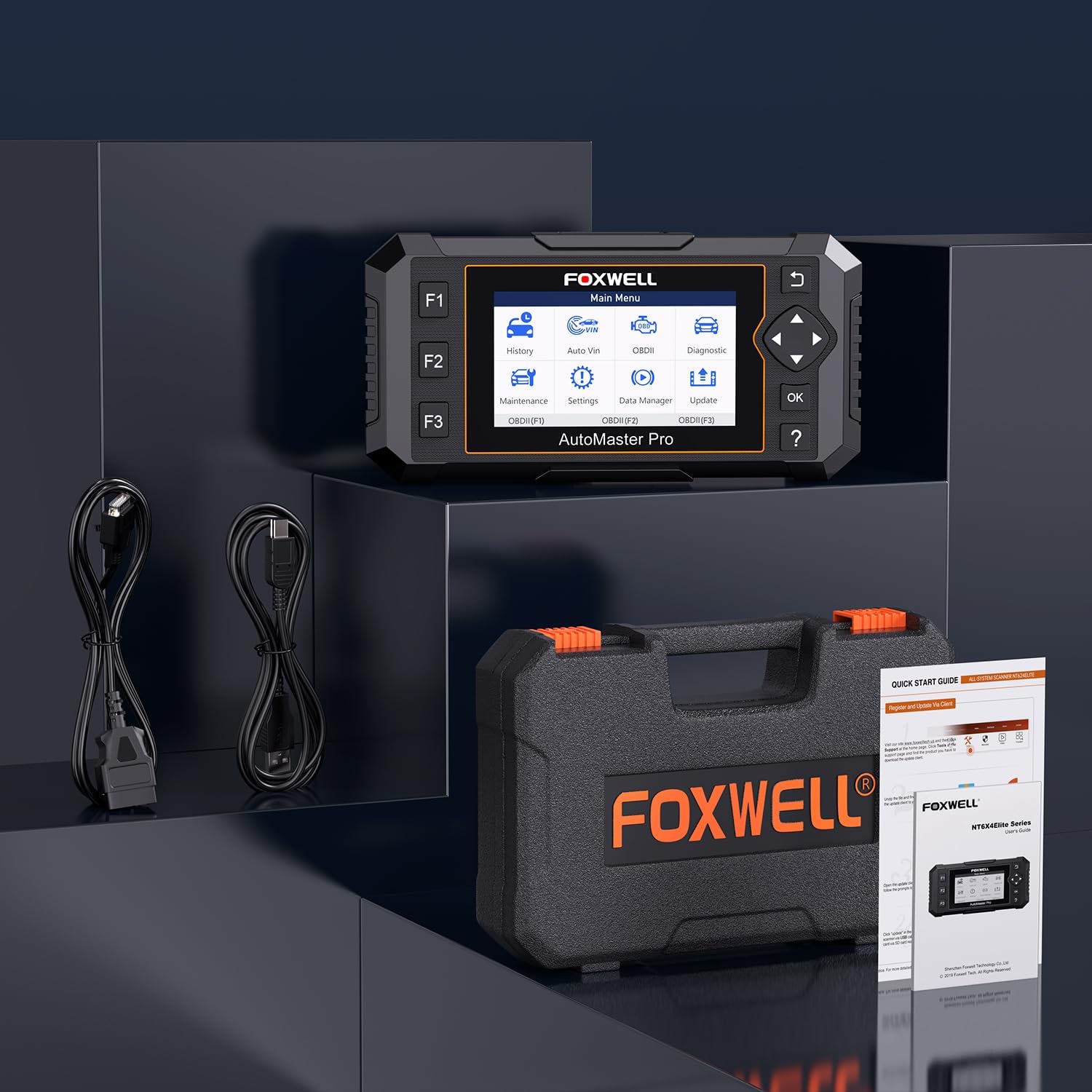 Upgrade of NT604, 2026 FOXWELL NT614 Elite OBD2 Scanner with 5 Resets (ABS Bleeding, EPB, Oil, SAS, Throttle), 4 Systems Code Reader, WiFi Update, AutoVIN, Live Data Car Scanner for DIY Mechanics
