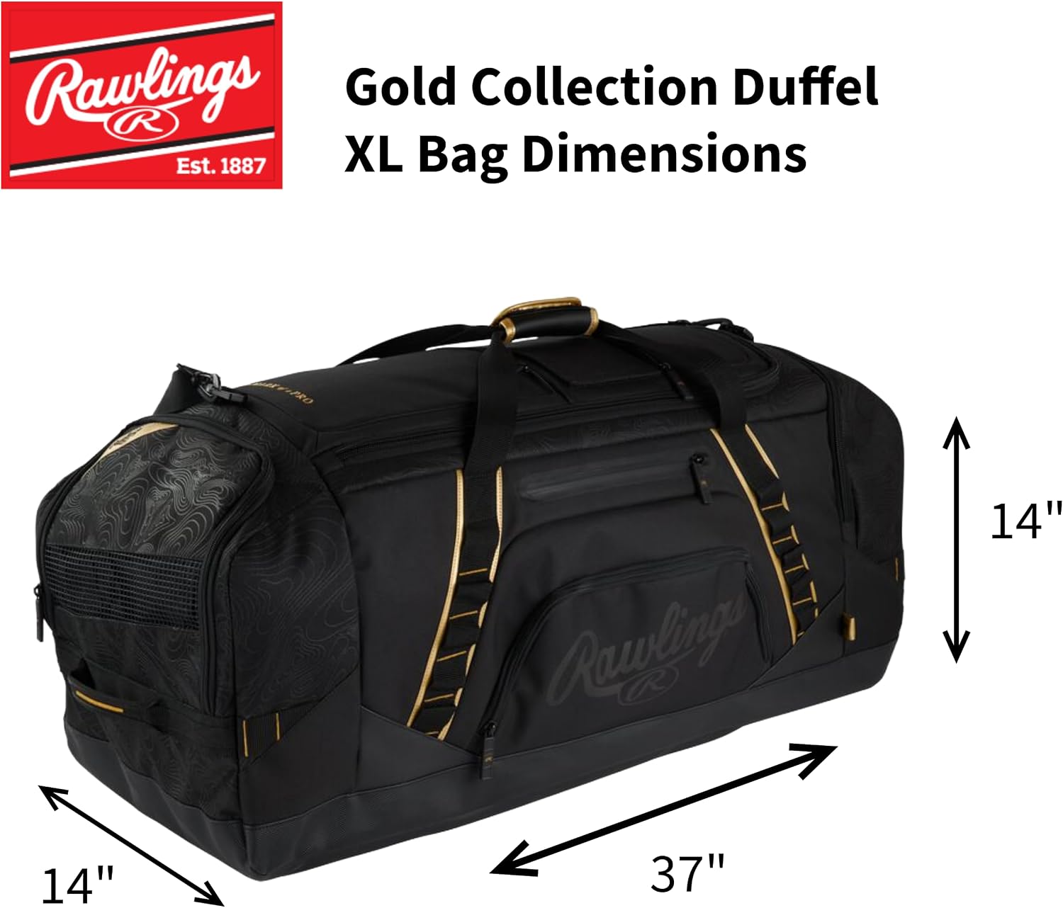 Rawlings | GOLD COLLECTION DUFFEL Equipment Bag | Baseball/Softball | Standard + XL Sizes