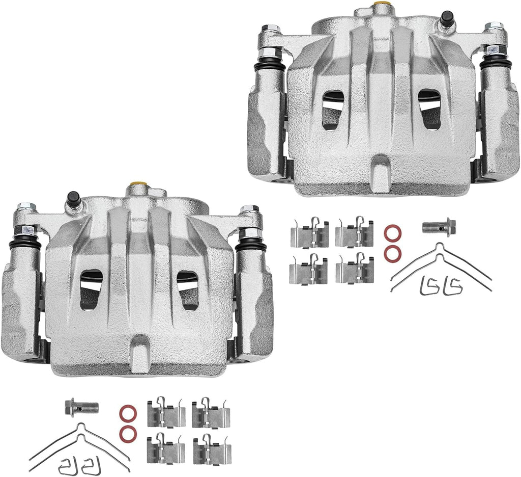 Detroit Axle - Front Brake Kit for Lexus RX350 RX450h Toyota Highlander, Steering Knuckles & Wheel Bearing Hubs Drilled & Slotted Brake Rotors Ceramic Brake Pads Disc Brake Calipers Replacement