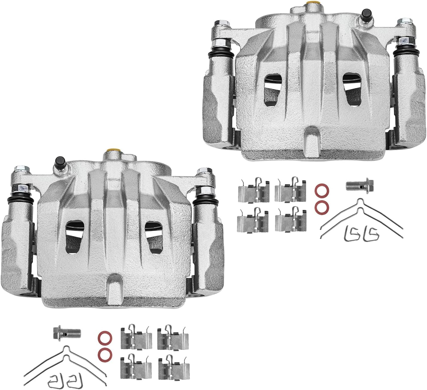 Detroit Axle - Front Brake Kit for Lexus RX350 RX450h Toyota Highlander, Steering Knuckles & Wheel Bearing Hubs Drilled & Slotted Brake Rotors Ceramic Brake Pads Disc Brake Calipers Replacement