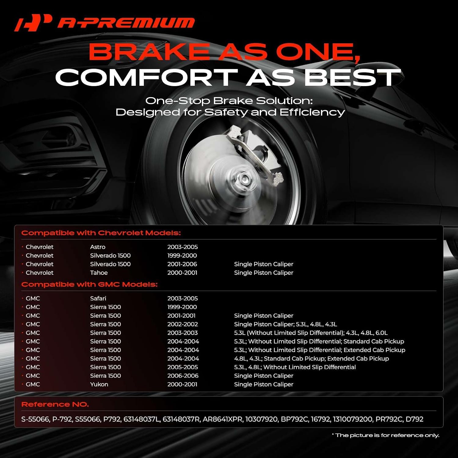 A-Premium 12.80 inch (325mm) Rear Drilled and Slotted Disc Brake Rotors + Ceramic Pads Kit Compatible with Select Chevy and GMC Models - Silverado 1500/Sierra 1500 99-06, Tahoe, Astro, Safari, Yukon