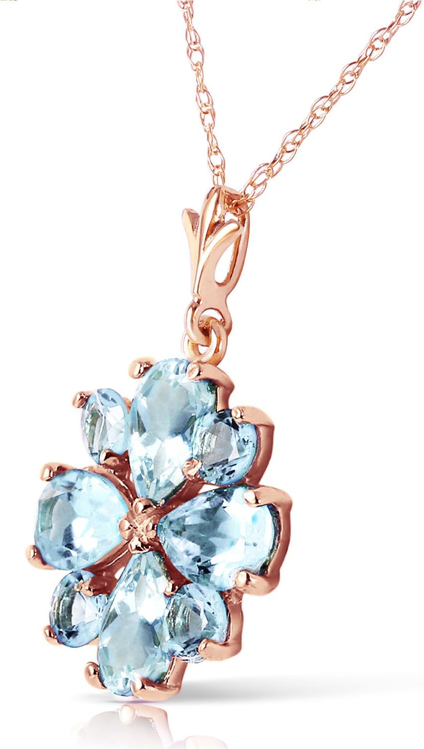 Galaxy Gold GG 14K Yellow Gold Natural Aquamarine Pendant Necklace - March Birthstone - Courage & Clarity - 16' to 24' - Fine Jewelry for Women
