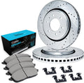 R1 Concepts Rear Brake Kit Fits 2007-2017 Ford Expedition; 2007-2017 Lincoln Navigator| Ceramic Pads, Drilled Slotted Rotors| Hardware| 13.5' Rear