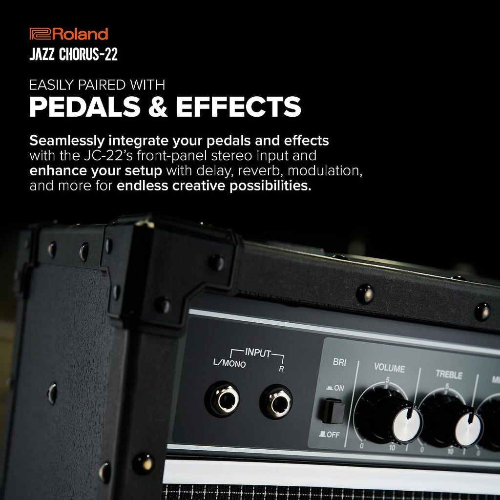 Roland JC-22 Jazz Chorus | Ultra-Compact Guitar Amplifier | Iconic JC Clean Tone | Signature Chorus Effect | Powerful 30-Watt Stereo Amp | Dual 6.5' Speakers | Enhances Pedals, Multi-FX & More