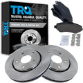 TRQ Front Brake Pad and Rotor Set Ceramic Vented Rotors Compatible with 2008-2016 Chrysler Town and Country 2008-2016 Grand Caravan 2009-2013 Journey 2012-2015 Ram C V 2009-2014 Volkswagen Routan