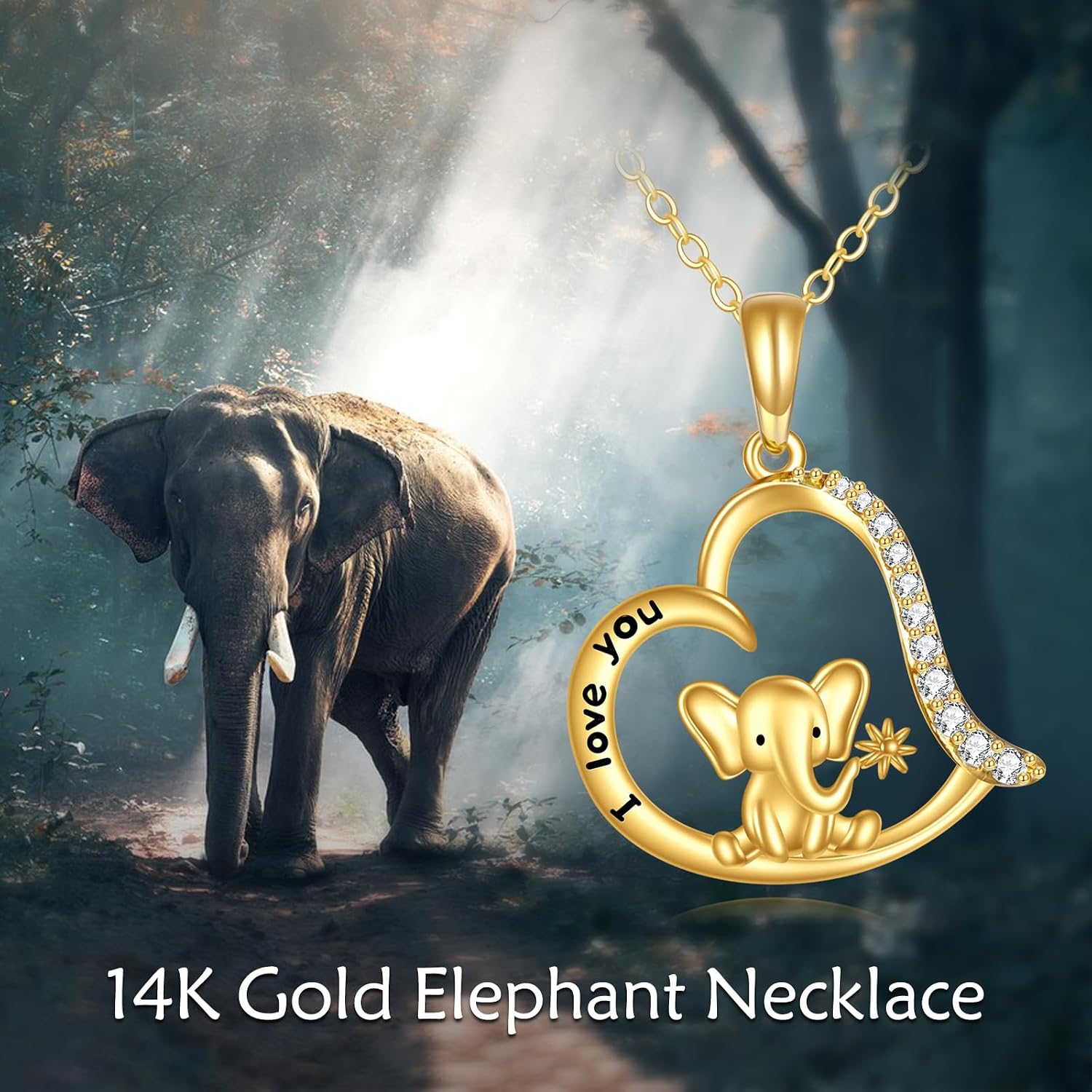 KECHO Christmas Gifts 14k Solid Gold Animals Necklace for Women Giraffe Bee Elephant Ladybug Koala Axolotl Horse Unicorn Cat Necklaces Pendant Jewelry Mothers Day Birthday for Mom Wife Friends
