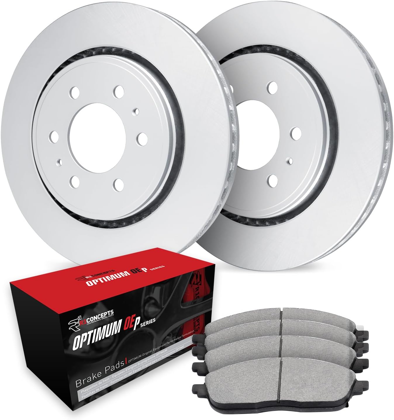 R1 Concepts Front Brake Kit Fits 2020-2024 Buick Enclave, Chevrolet Traverse; 2021-2024 Chevrolet Blazer; 2024 Chevrolet Equinox| Optimum Oep Brake Pads and Blank Brake Rotors| 12.6' Front